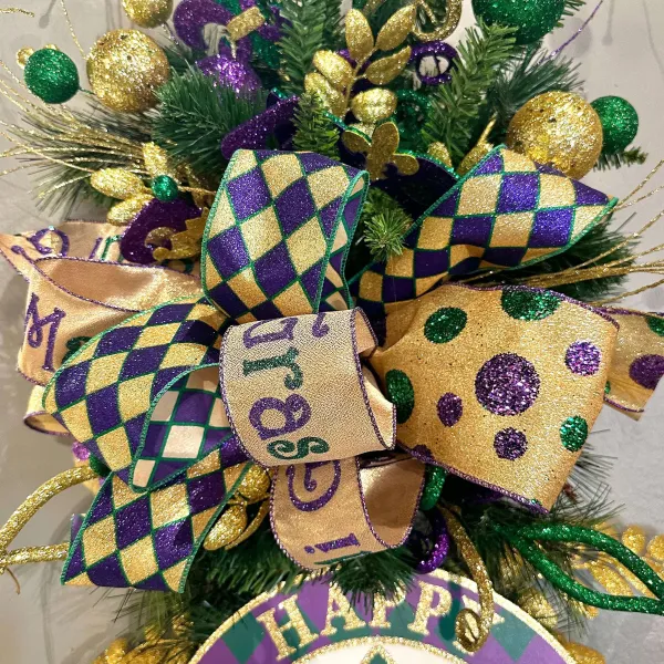Ribbon^Craig Bachman Giant Mardi Gras Polka Dots, 2.5"X10Yd