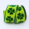 Ribbon^Farrisilk Giant Shamrock On Green Ribbon, 2.5"X10Yd