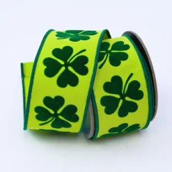 Ribbon^Farrisilk Giant Shamrock On Green Ribbon, 2.5