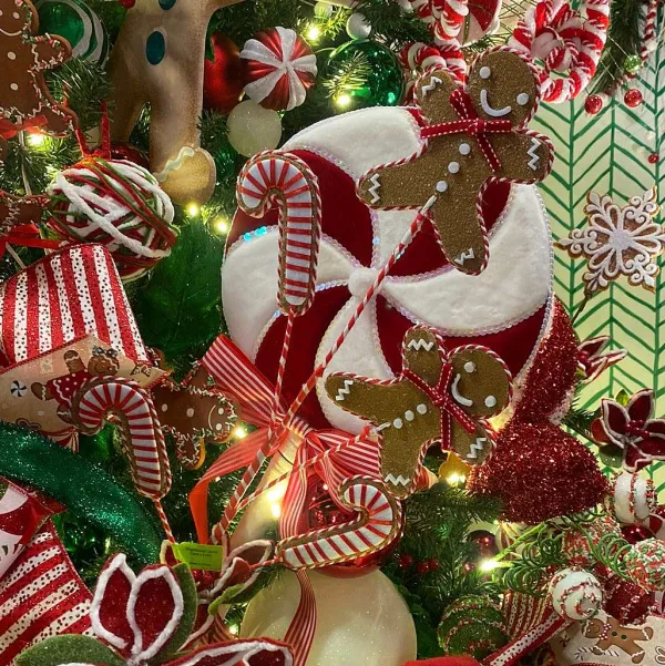 Floral^Liberty Floral Gingerbread Candy Cane Spray