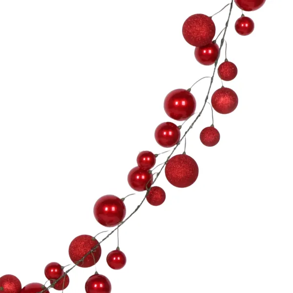 Garlands^Farrisilk Glitter And Candy Apple Red Ball Garland, 10'