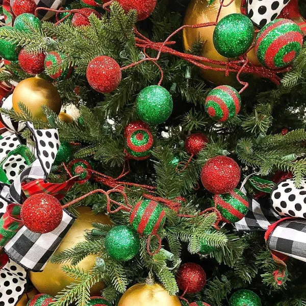 Garlands^Craig Bachman Glitter Ball Garland In Red And Emerald, 5'