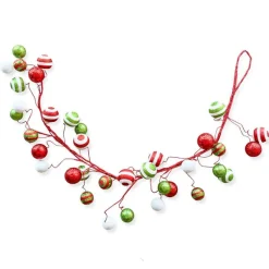 Garlands^Craig Bachman Glitter Ball Garland Red, Lime, And White, 5'