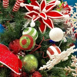 Garlands^Craig Bachman Glitter Ball Garland Red, Lime, And White, 5'