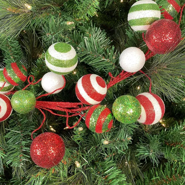 Garlands^Craig Bachman Glitter Ball Garland Red, Lime, And White, 5'