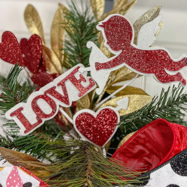 Floral^Craig Bachman Glitter Cupid Pick, 25"
