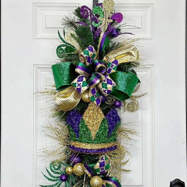 Floral^Regency Glitter Fleur De Lis Spray