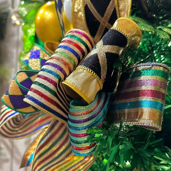 Mardi Gras^Craig Bachman Glitter Harlequin Ribbon, Purple & Gold 1.5"X10Yd
