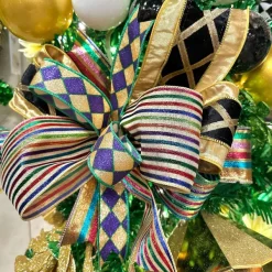 Mardi Gras^Craig Bachman Glitter Harlequin Ribbon, Purple & Gold 1.5