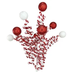 Floral^Liberty Floral Glitter Red & White Curly Ball Spray