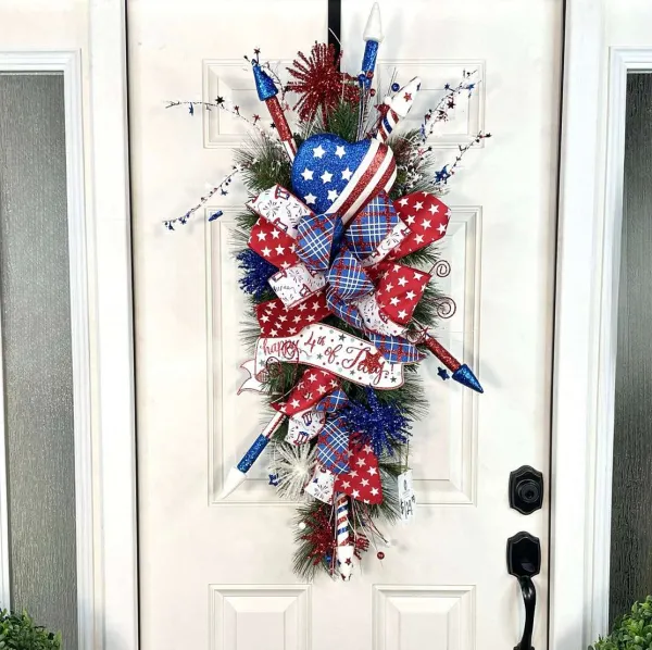 Picks^Liberty Floral Glitter Stars And Stripes Heart Pick