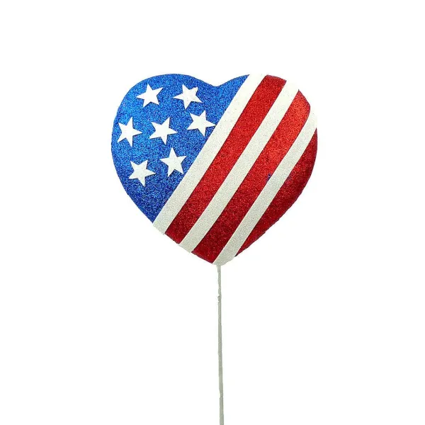Picks^Liberty Floral Glitter Stars And Stripes Heart Pick