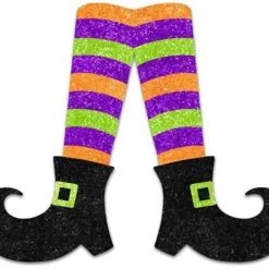 Table Decor^Craig Bachman Glitter Stripe Halloween Witch Legs
