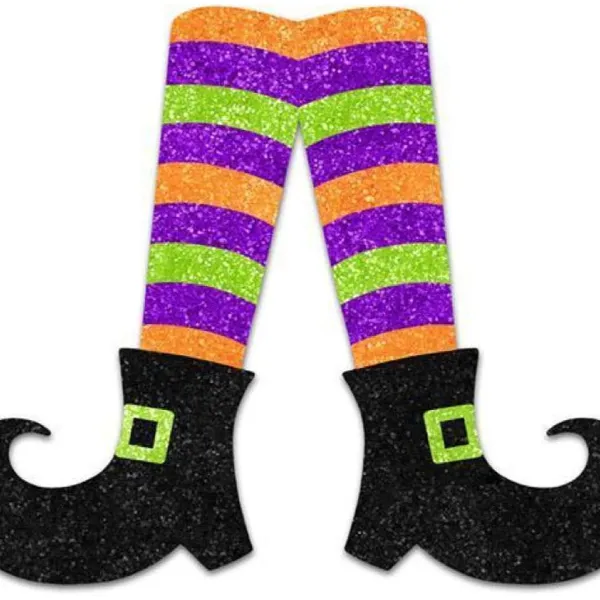 Table Decor^Craig Bachman Glitter Stripe Halloween Witch Legs