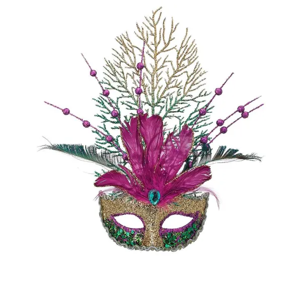 Focal Points^Regency Glitter With Feathers Mardi Gras Mask