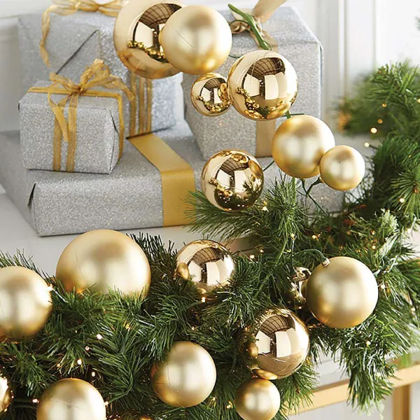 Happy New Year^RAZ Gold Ball Garland, 4'