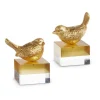 Home Accents^RAZ Gold Bird On Two Toned Block