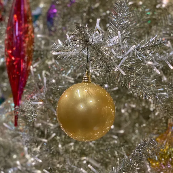 Mardi Gras^Farrisilk Gold Candy Apple Ball Ornament, 4"