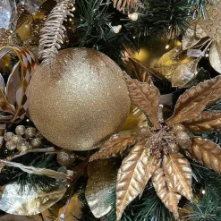 Mardi Gras^Farrisilk Gold Glitter Ball Ornament, 6"