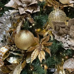 Mardi Gras^Farrisilk Gold Glitter Ball Ornament, 6