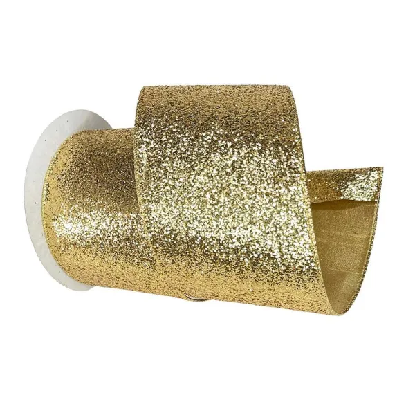 St. Patrick's Day^Farrisilk Gold Glitter Magic Ribbon 4"X10Yd
