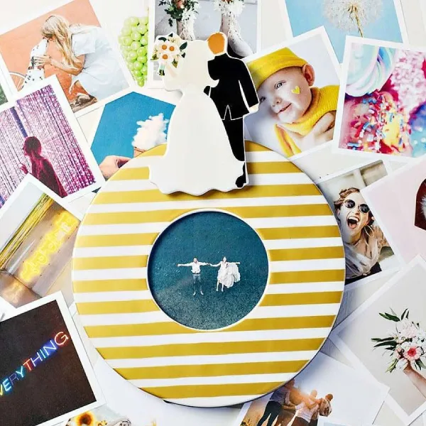 Home Accents^Happy Everything Gold Medium Stripe Round Frame By !