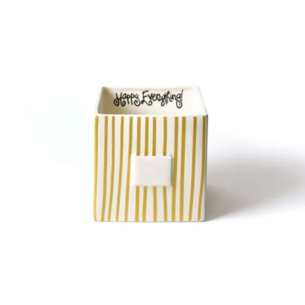 Table Decor^Happy Everything Gold Mini Stripe Medium Nesting Cube By !