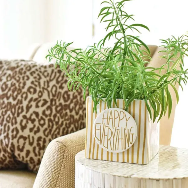 Table Decor^Happy Everything Gold Mini Stripe Medium Nesting Cube By !