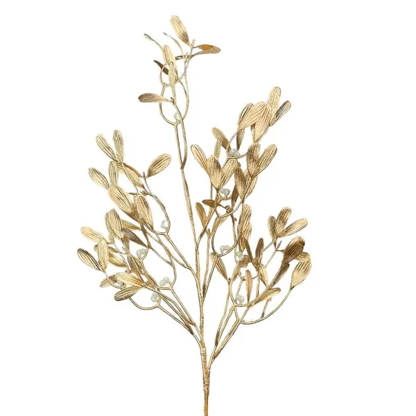 Floral Decor^Regency Gold Painted Pearl Mistletoe Spray, 26"