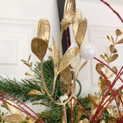 Sprays^Regency Gold Painted Pearl Mistletoe Spray, 26