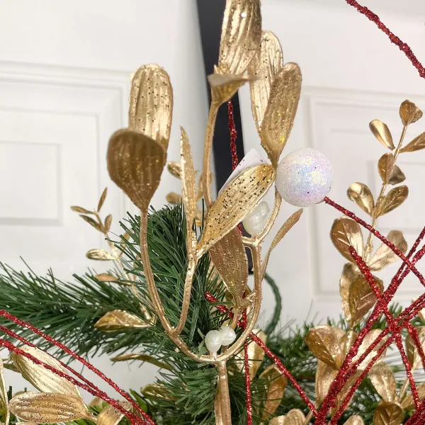 Sprays^Regency Gold Painted Pearl Mistletoe Spray, 26"