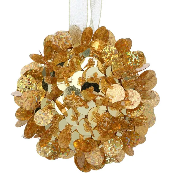 St. Patrick's Day^Regency Gold Sequin Retro Ball Ornament