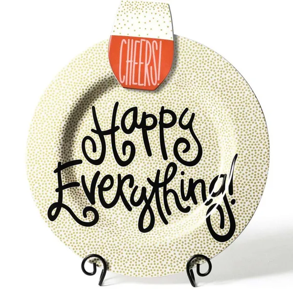 Table Decor^Happy Everything Gold Small Dot Big Round Platter By !