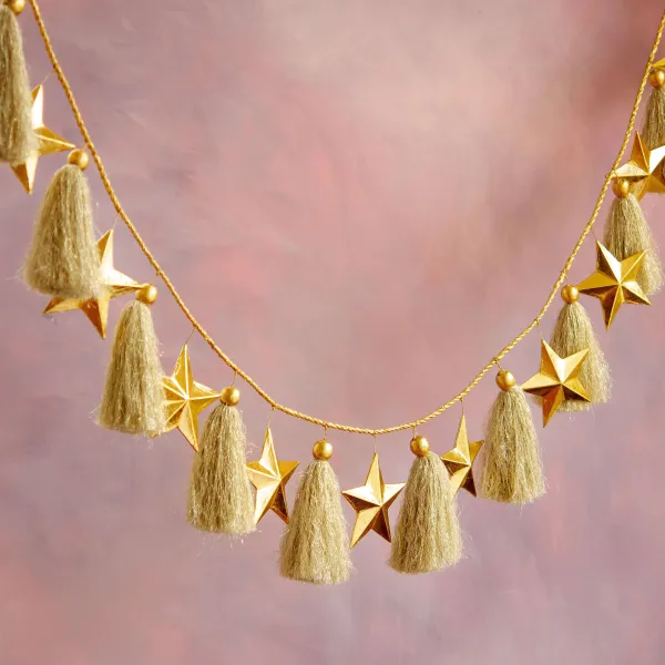 Table Decor^Glitterville Gold Star Garland By