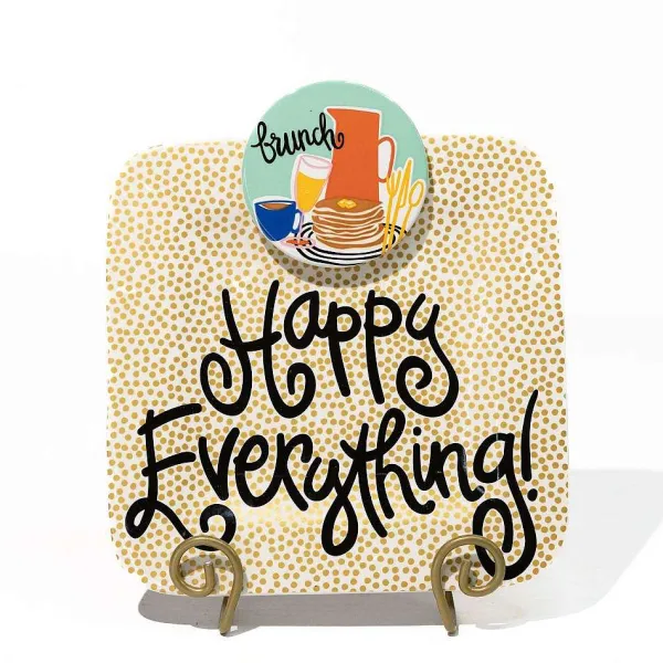 Table Decor^Happy Everything Gold Swirl Mini Plate Stand By !