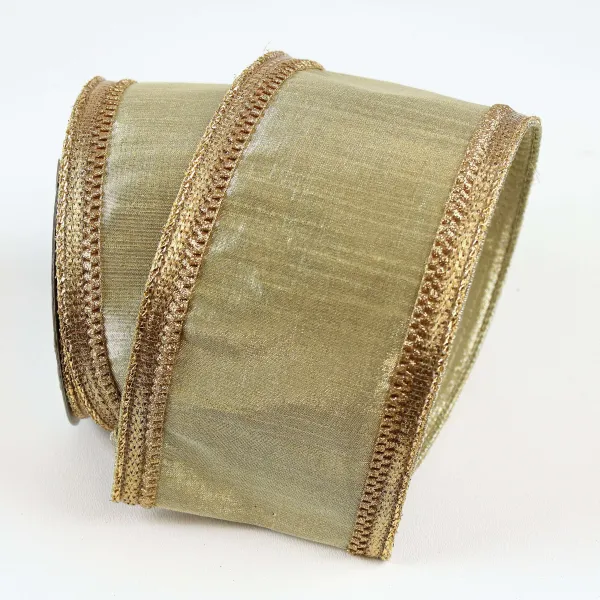 Ribbon^Farrisilk Golden Gold Borders Ribbon, 2.5" X 10Yd