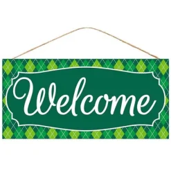 Wall Decor^Craig Bachman Green Argyle Welcome Sign