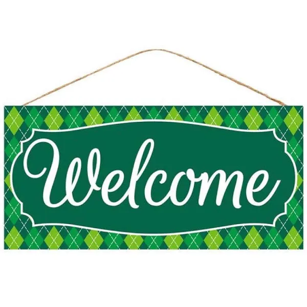 Wall Decor^Craig Bachman Green Argyle Welcome Sign
