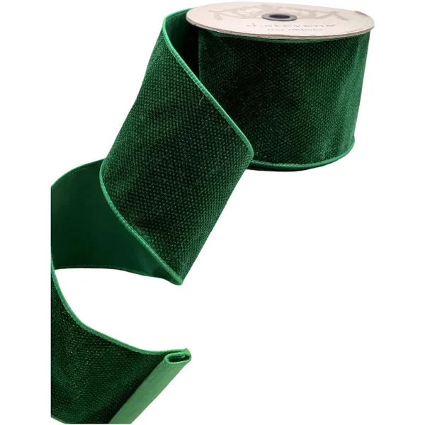 Ribbon^D. Stevens Green Dots Velvet Ribbon, 4" X 10Yd