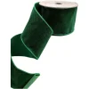 St. Patrick's Day^D. Stevens Green Dots Velvet Ribbon, 4" X 10Yd