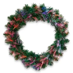 Wall Decor^180 Degrees Green Fiber Optic Wreath, 24"
