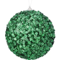 Mardi Gras^Regency Green Glamour Sequin Ball Ornament, 4.5"