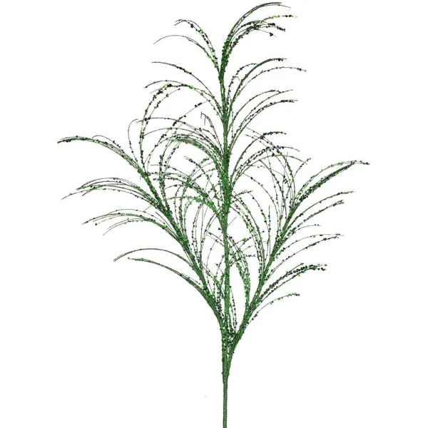 Mardi Gras^Regency Green Glitter Sequin Pampas Grass Spray, 34"