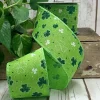 St. Patrick's Day^D. Stevens Green Glitter Shamrock On Green Ribbon, 2.5" X 10Yd