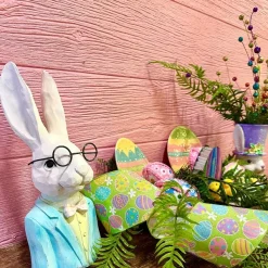 Ribbon^Craig Bachman Green Ribbon Pastel Easter Eggs Ribbon, 4" X 10Yd