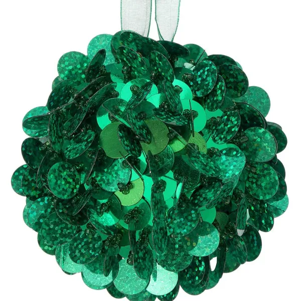 Mardi Gras^Regency Green Sequin Retro Ball Ornament