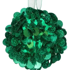 St. Patrick's Day^Regency Green Sequin Retro Ball Ornament