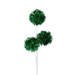 Floral^RAZ Green Tinsel Ball Spray