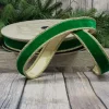 Mardi Gras^D. Stevens Green Velvet Glitter Gold Trim Ribbon, 1" X 10Yd