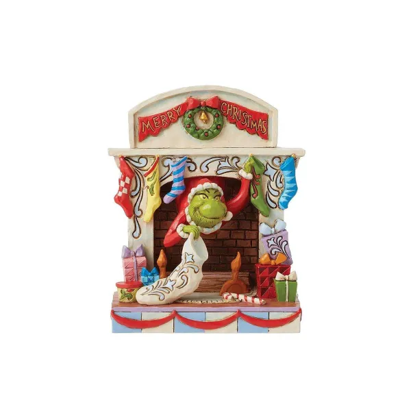 Focal Points^Department 56 Grinch Peaking Out Of Fireplace Figurine, Dept. 56 Village